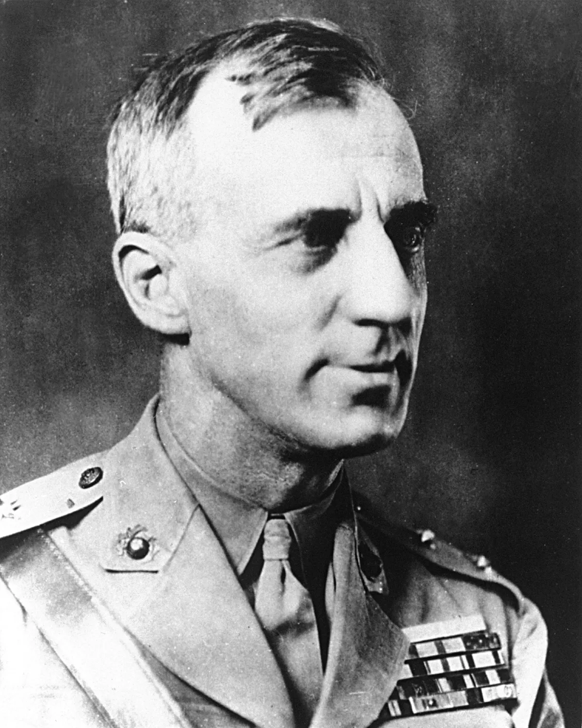 Smedley Butler in Marine Corps uniform, wearing a ribbon rack that includes two Medals of Honor.